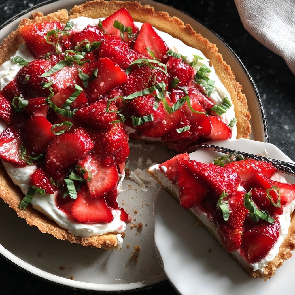 Strawberry Basil Tart with Cream